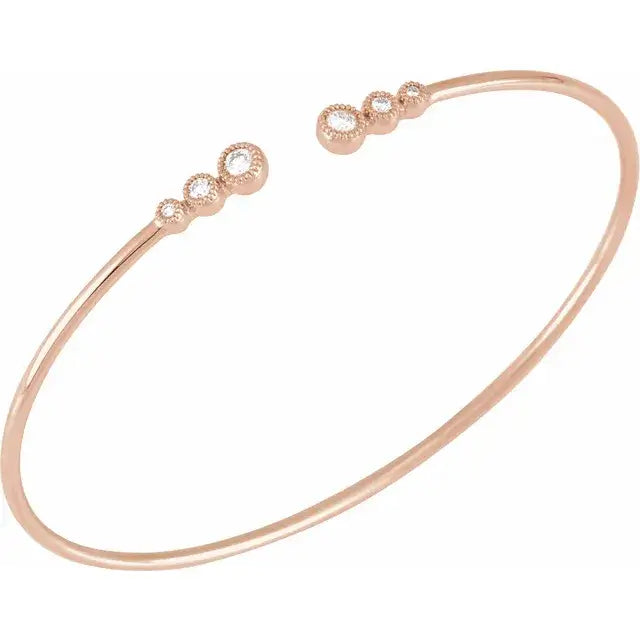 Brățară elegantă din aur roz 4mm cu diamante naturale 0.25ct, design fin și strălucitor pentru femei. Cadou perfect, accesibil și premium.