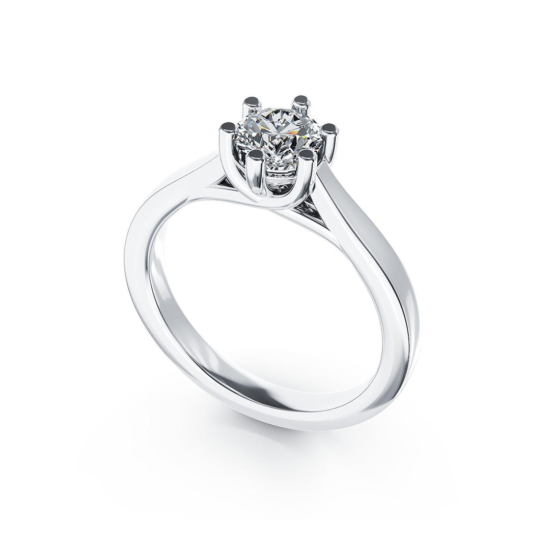Inel elegant logodnă aur si platina cu diamant lab grown 1ct, simbol dragoste pură, disponibil la Pladorium pentru cadouri de lux femei.