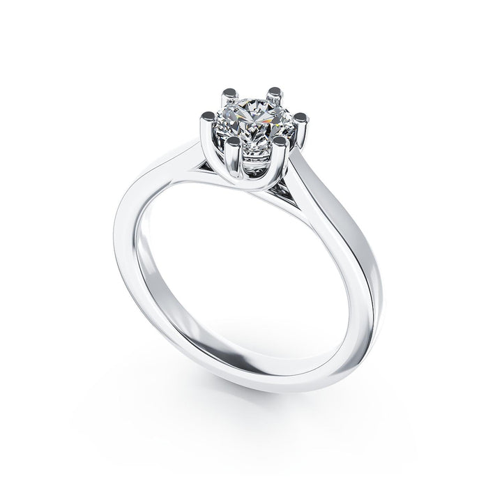 Inel elegant logodnă aur si platina cu diamant lab grown 1ct, simbol dragoste pură, disponibil la Pladorium pentru cadouri de lux femei.