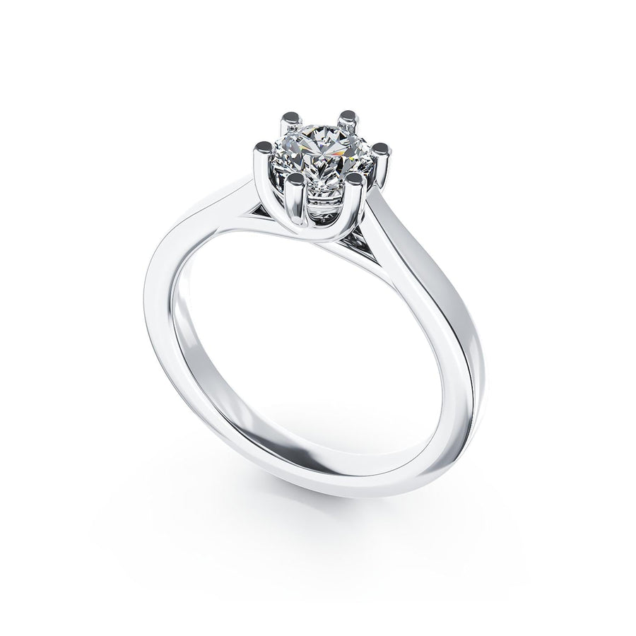 Inel elegant logodnă aur si platina cu diamant lab grown 1ct, simbol dragoste pură, disponibil la Pladorium pentru cadouri de lux femei.