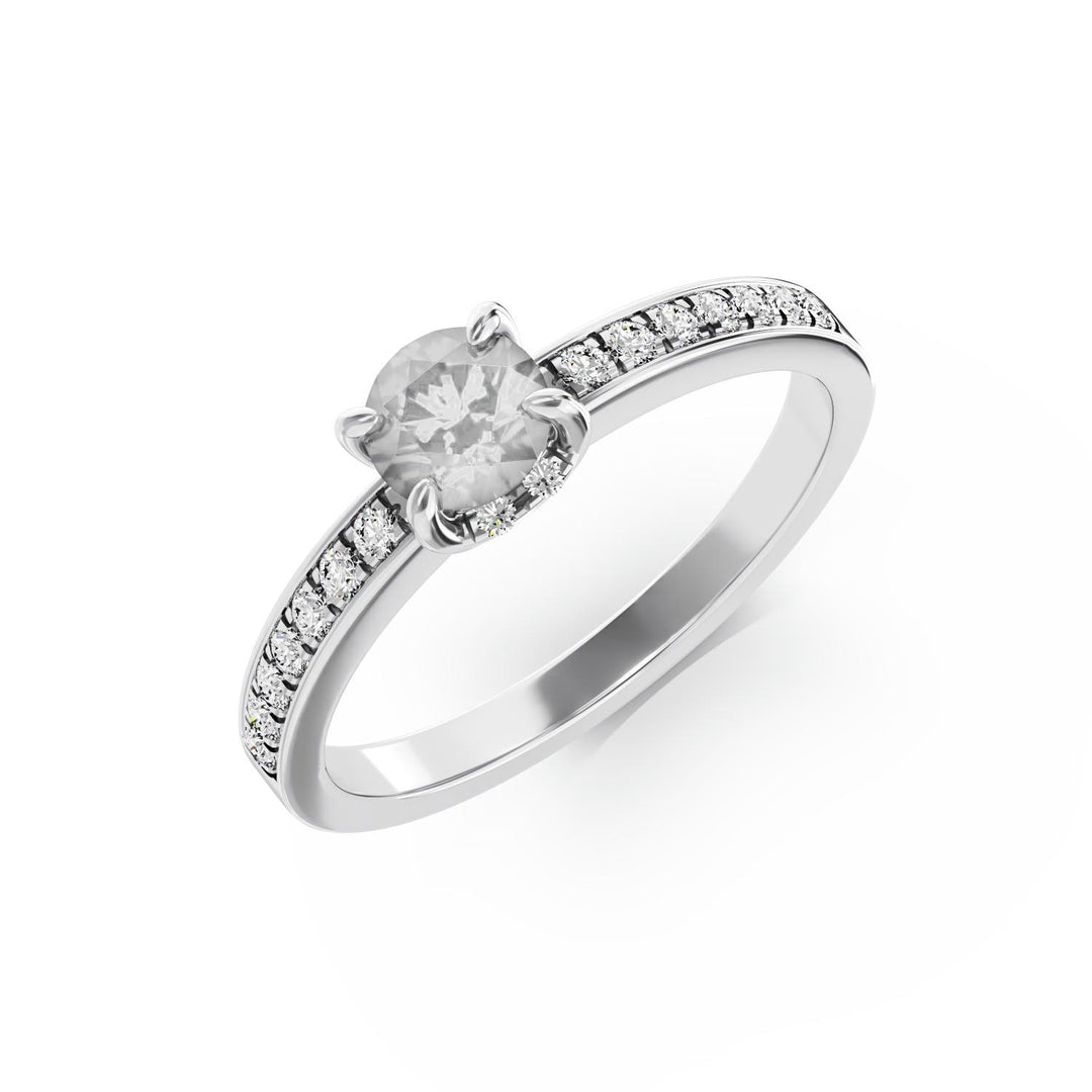 Inel de logodnă premium din platină cu diamant principal de 1ct și 18 diamante lab grown pe bandă, eleganță și lux pentru femei.