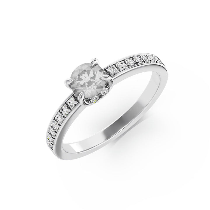 Inel de logodnă premium din platină cu diamant principal de 1ct și 18 diamante lab grown pe bandă, eleganță și lux pentru femei.