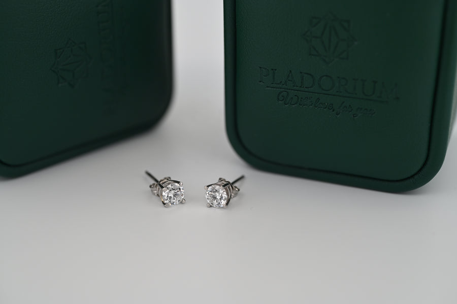 Cercei platină cu diamante naturale Pladorium, rafinament și eleganță premium pentru femei, ideal cadou luxos.