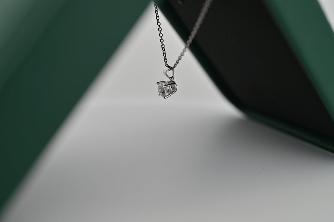 Alt Tag: Ethernal Sparkle 0.3 CT platinum pendant with lab-grown diamond, symbolizing timeless elegance and luxury in premium gift packaging.