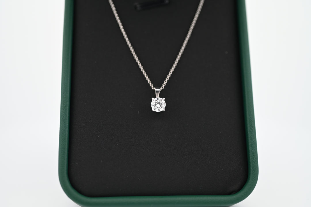 Lant din platină cu pandantiv diamant 0.3ct crescut în laborator, bijuterie elegantă și durabilă, ideală pentru cadouri femei.
