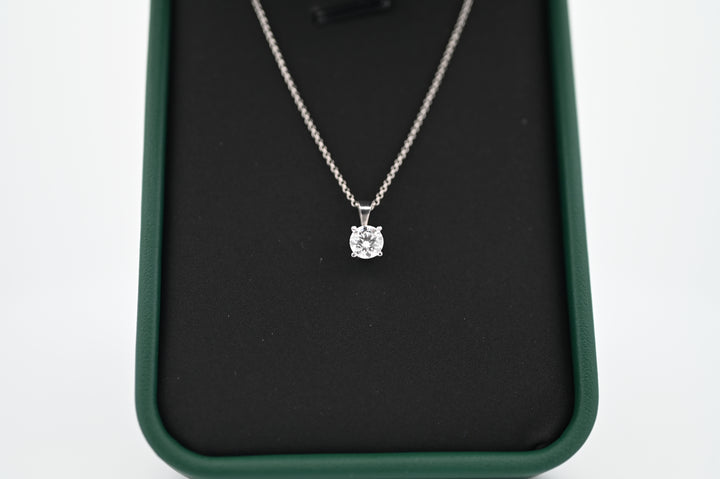 Lant din platină cu pandantiv diamant 0.3ct crescut în laborator, bijuterie elegantă și durabilă, ideală pentru cadouri femei.