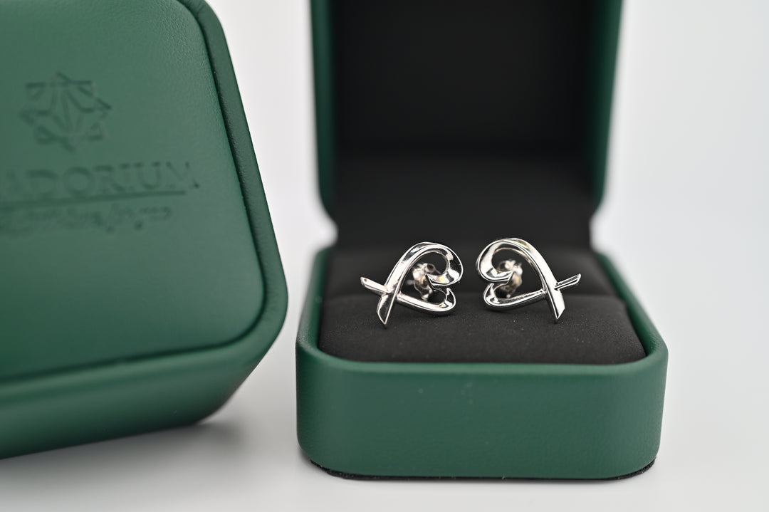 Cercei din platină Eros, eleganți și sofisticați, în cutie verde, inspirați de zeul iubirii, cadou premium pentru femei.