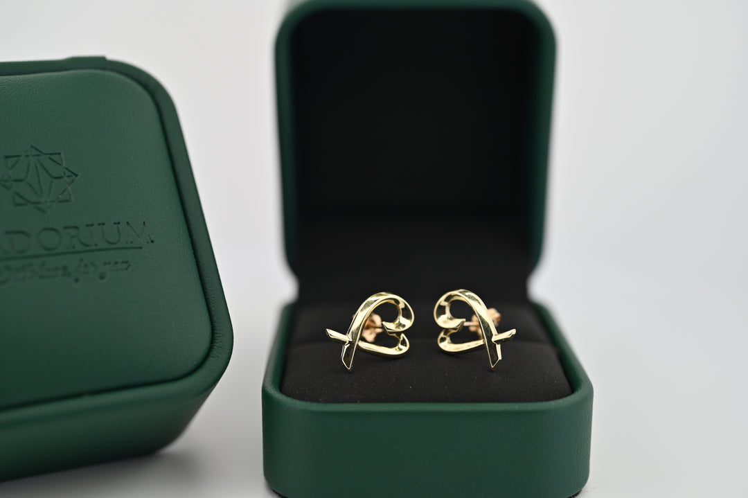 Cercei Eros din aur galben în cutie elegantă, simbol al eleganței, ideal pentru femei, bijuterie premium, cadou cu valoare romantică.