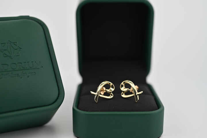 Cercei Eros din aur galben în cutie elegantă, simbol al eleganței, ideal pentru femei, bijuterie premium, cadou cu valoare romantică.